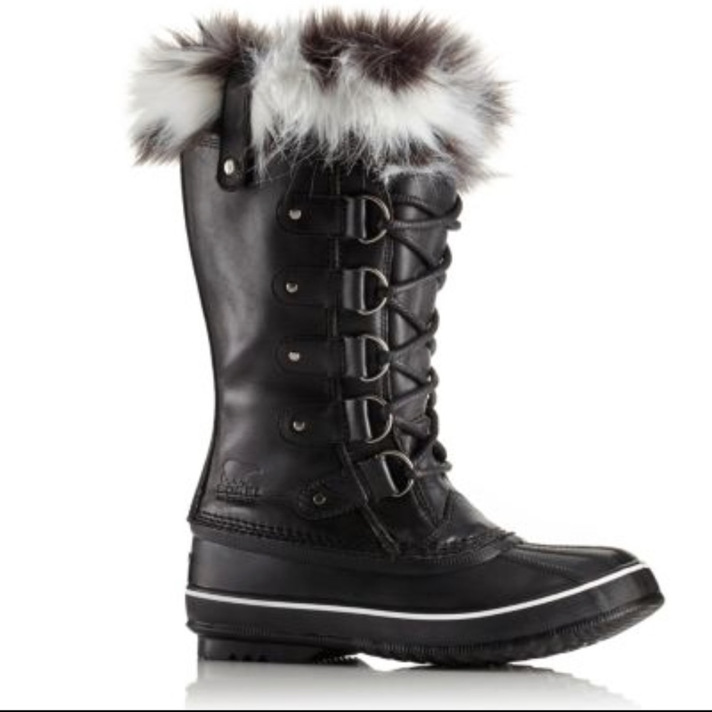 Sorel Black Faux Fur-Trim Winter Lace-Up Boot